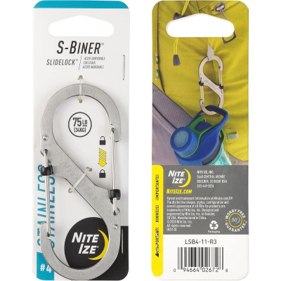 Карабин стальной с блокировкой Nite Ize S-Biner® SlideLock® 4 серебристый