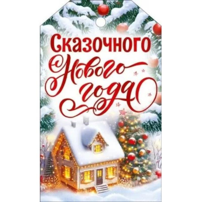 Бирка для упаковки картонная 60х100мм 'Сказочного Нового года!'