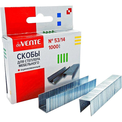 Скобы для мебельного степлера №53/14 deVENTE 1000шт оцинкованные