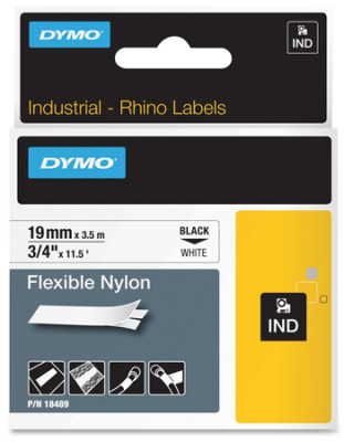 Картридж ленточный Dymo® Rhino 19мм х3.5м нейлоновый черный шрифт/белый фон