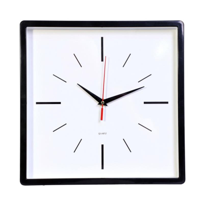 Часы настенные Бюрократ Классика 30х30см белый циферблат черные стрелки черный обод плавный ход