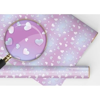 Бумага упаковочная  67.4х97.4см 'Сердца на сиреневом фоне'