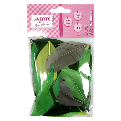 Перья декоративные deVENTE натуральные гусиные h10-15см   5г 'Оттенки зеленого'