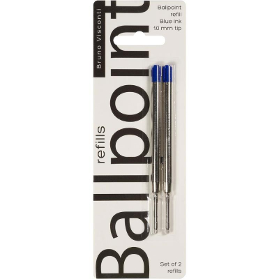Стержень шариковый BrunoVisconti® 1.0/98мм типа Parker синий 2шт в блистере