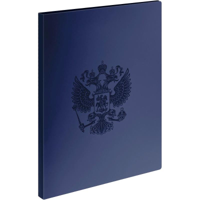 Папка с боковым прижимом 17мм СТАММ 'Герб' сапфир