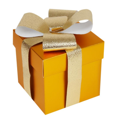 Коробка подарочная квадратная 10х10х10см 'Бант' складная золото