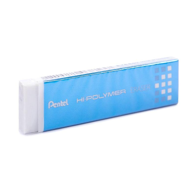 Ластик пластиковый для карандаша Pentel HI-Polymer Slim Eraser 65х18х4.5мм белый
