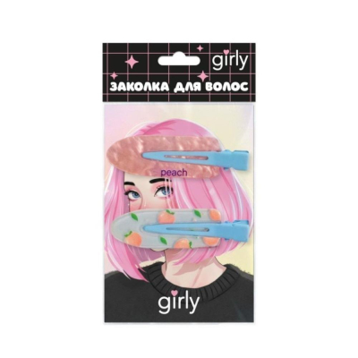 Заколки для волос GIRLY 2шт 'Летний узор' голубые