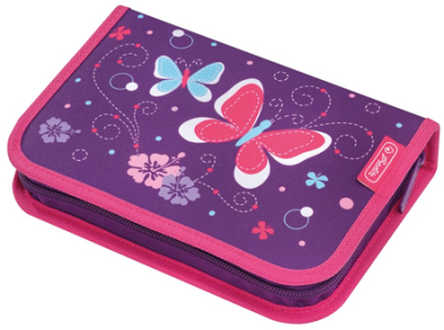 Пенал  с наполнением 31 предмет 4Herlitz Purple Butterfly 4-створчатый