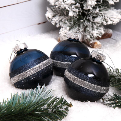 Шар  80мм синий 'Polar night' пластик 3шт