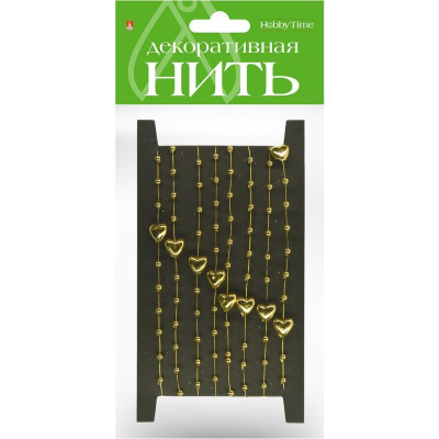 Нить декоративная Hobby Time 'Сердечки' золотистые  2м