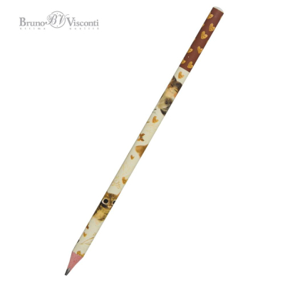 Карандаш BrunoVisconti® 'Love me' HB трехгранный корпус 'Котики Счастье'