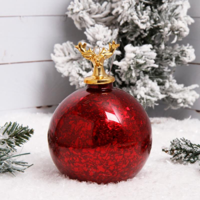 Шар 100мм красный 'Red deer' стекло