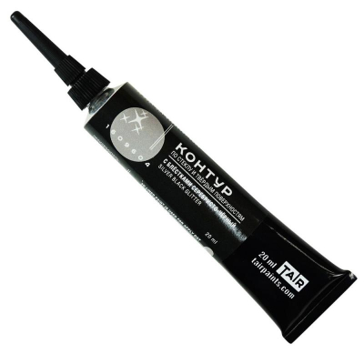 Контур акриловый по стеклу/твёрдым поверхностям с блёстками Таир серебристо-черный 20мл