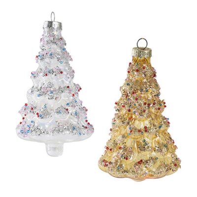 Елочка 7.5х7х14см 'Сверкающие самоцветы' стекло 2 дизайна