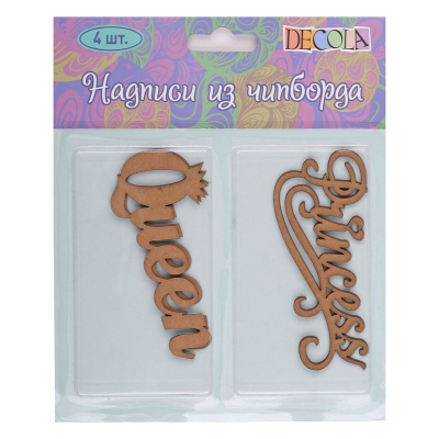 Чипборд Decola 'Queen/ Princess' 4шт картон
