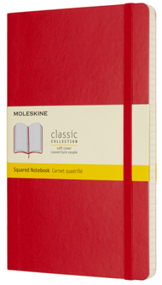Записная книжка A5  96л клетка Moleskine® Classic Soft Large мягкая обложка на резиновой застежке красная