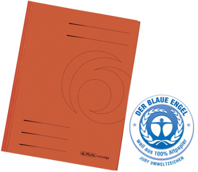 Папка с 3 клапанами картонная A4 до 100л Herlitz оранжевая