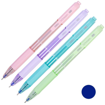 Ручка шариковая автоматическая Deli 0.7мм 'X-tream' игольчатый стержень c резиновой манжетой  цвет корпуса ассорти синяя