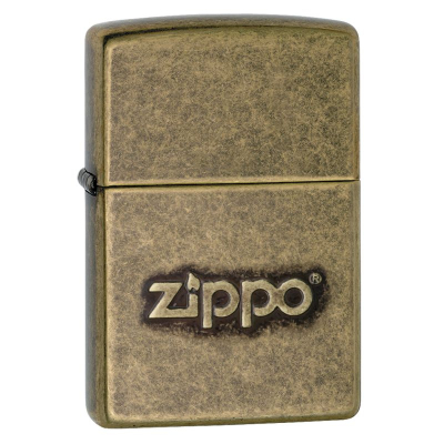 Зажигалка бензиновая Zippo 'Logo' с покрытием Antique Brass™