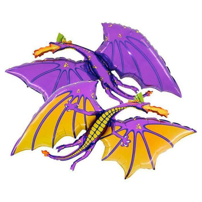 Шар воздушный фольгированный Фигура Дракон Фиолетовый Grabo 99см