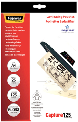 Пленка для ламинирования Fellowes® A4&nbsp;&nbsp;125мк&nbsp;&nbsp;25шт глянцевая