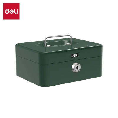 Ящик для денег 20x16x9см Deli стальной зеленый