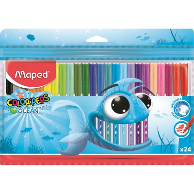 Фломастеры  24цв Maped Color'peps 'Ocean' смываемые в пластиковой упаковке