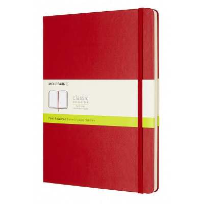 Записная книжка A4-  96л без линовки Moleskine® Classic XLarge твердая обложка на резиновой застежке красная