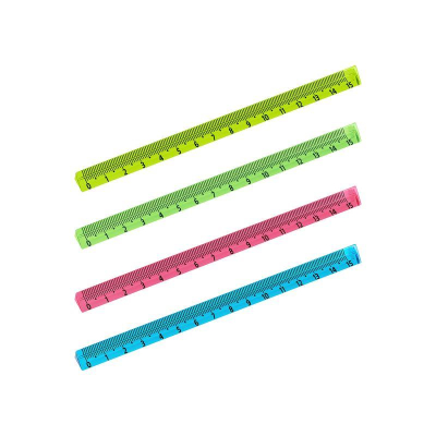 Линейка пластиковая&nbsp;&nbsp;15см СТАММ трехгранная тонированная Neon цвета асорти