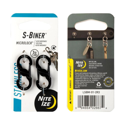 Карабин стальной с блокировкой Nite Ize S-Biner® Microlock® 2 черный 2шт