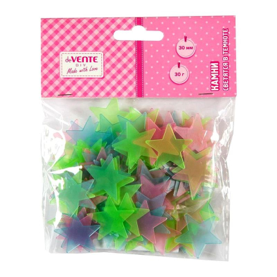 Камни светящиеся в темноте пластиковые deVENTE 'Ночные звезды' 30мм&nbsp;&nbsp;30г ассорти цветов