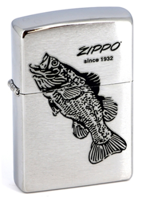 Зажигалка бензиновая Zippo Classic 'Black Bass' с покрытием Brushed Chrome