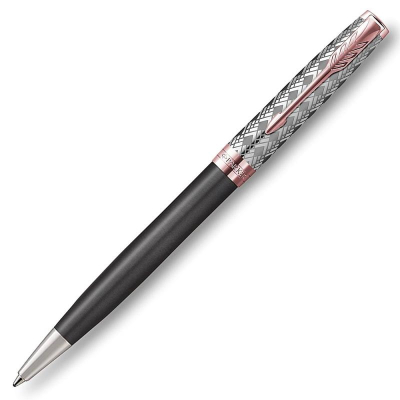 Ручка шариковая Parker Sonnet Premium Metal&Grey Lacquer PGT K537 Medium черные чернила