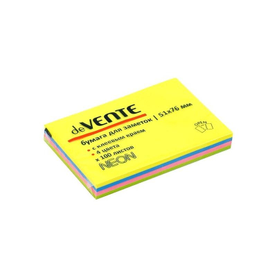 Липкий блок&nbsp;&nbsp;51х 76мм deVENTE 100л&nbsp;&nbsp;4 цвета 'Неоновая радуга'