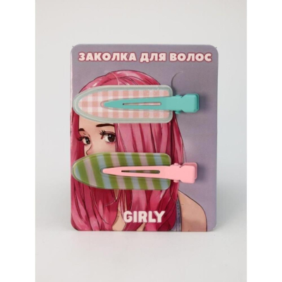 Заколки для волос GIRLY 2шт 'Летний узор' розовые