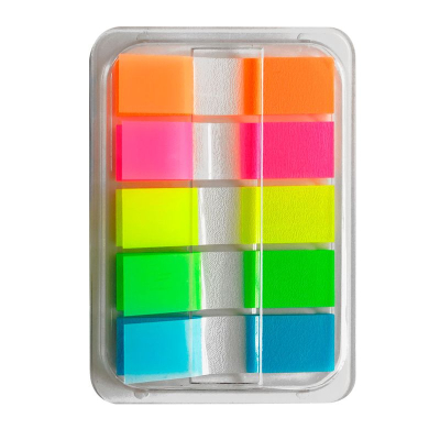 Закладки Lamark 12х44мм 5цв х20шт Z-тип неоновые пластиковые в диспенсере