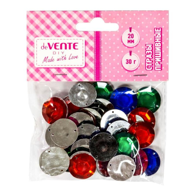Стразы пришивные deVENTE 'Круглые' ø-20мм&nbsp;&nbsp;30г ассорти цветов акриловые