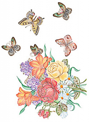 Трансфер универсальный Cadence 17х25см Цветы и бабочки
