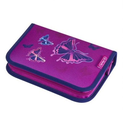 Пенал&nbsp;&nbsp;с наполнением 17 предметов 14 предметов 4-створчатый Herlitz Glitter Butterfly