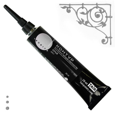 Контур акриловый по стеклу/твёрдым поверхностям Таир серый 20мл