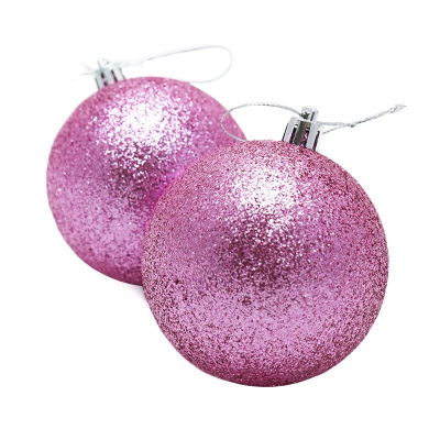 Шар  80мм розовый нежный глиттерный пластик