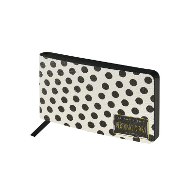 Еженедельник карманный 14х8см BrunoVisconti® 160стр тонированный блок гибкая обложка искусственная кожа 'Black&White Горошек'