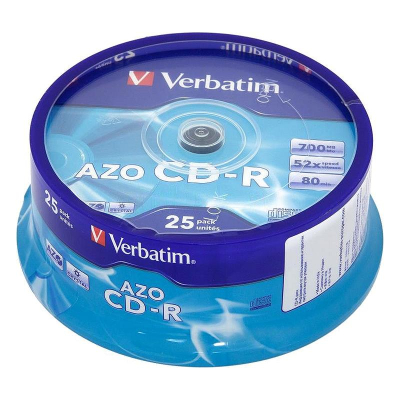 Диск CD-R 700Mb 52X Verbatim  25шт AZO Cake box