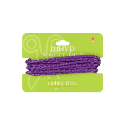 Шнур декоративный из экокожи плетеный Hobby Time круглый 3мм х2м фиолетовый
