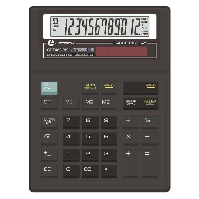 Калькулятор настольный Lamark 12 разрядов DP GT проверка/коррекция  99шагов 142х186х30мм черный корпус