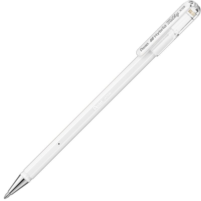 Ручка гелевая Pentel 0.8мм Hybrid Milky пастельная белая