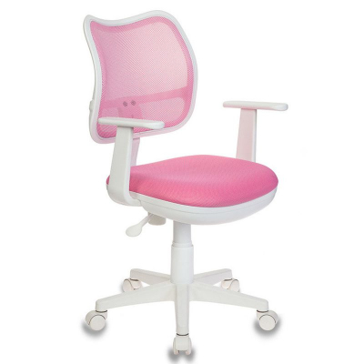 Кресло детское Бюрократ 797 сетчатая спинка ткань бело/розовое
