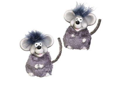 Мышка-пушистик 5х6х9см с хохолком 2 дизайна