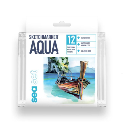 Маркеры акварельные Sketchmarker Aqua 12цв 'Sea Set' двусторонние